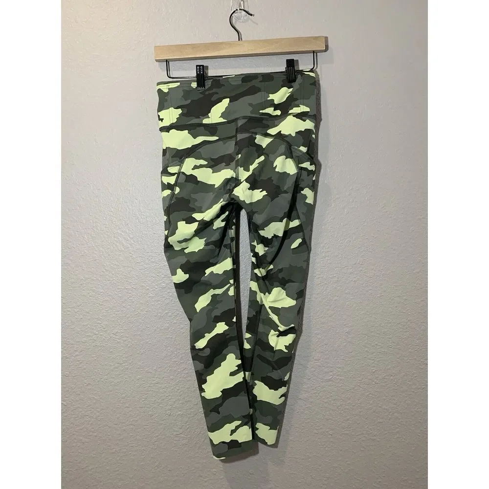 Lululemon Fast Free High Rise Crop Heritage 365 Camo Crispin Green Size 6 Nulux - Picture 3 of 8